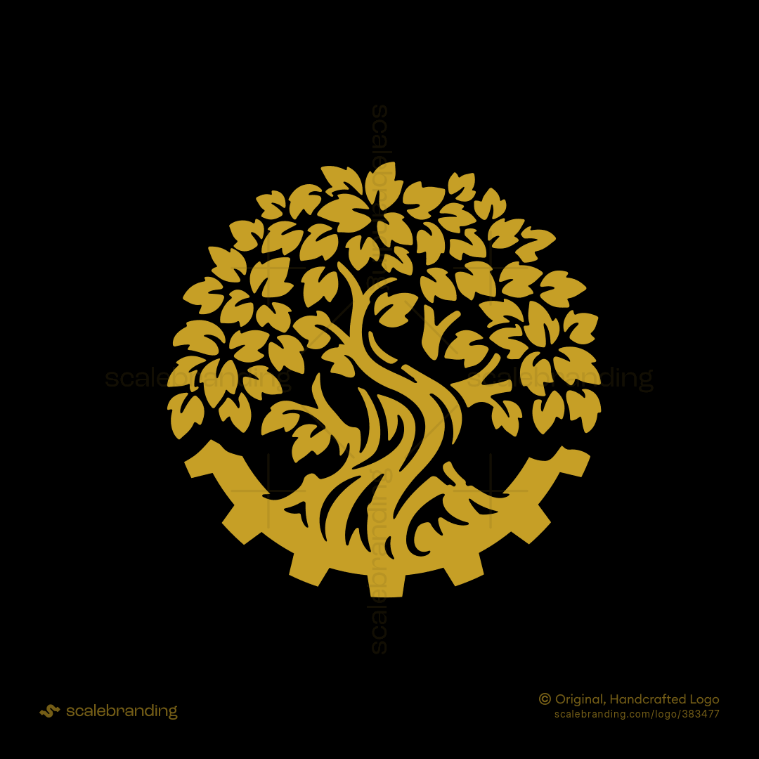 Yggdrasil tree growing from interlocking gears
